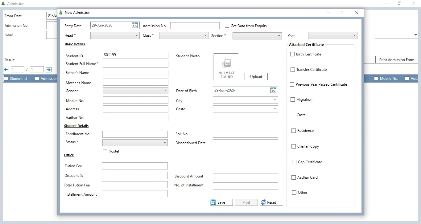 Admission Form