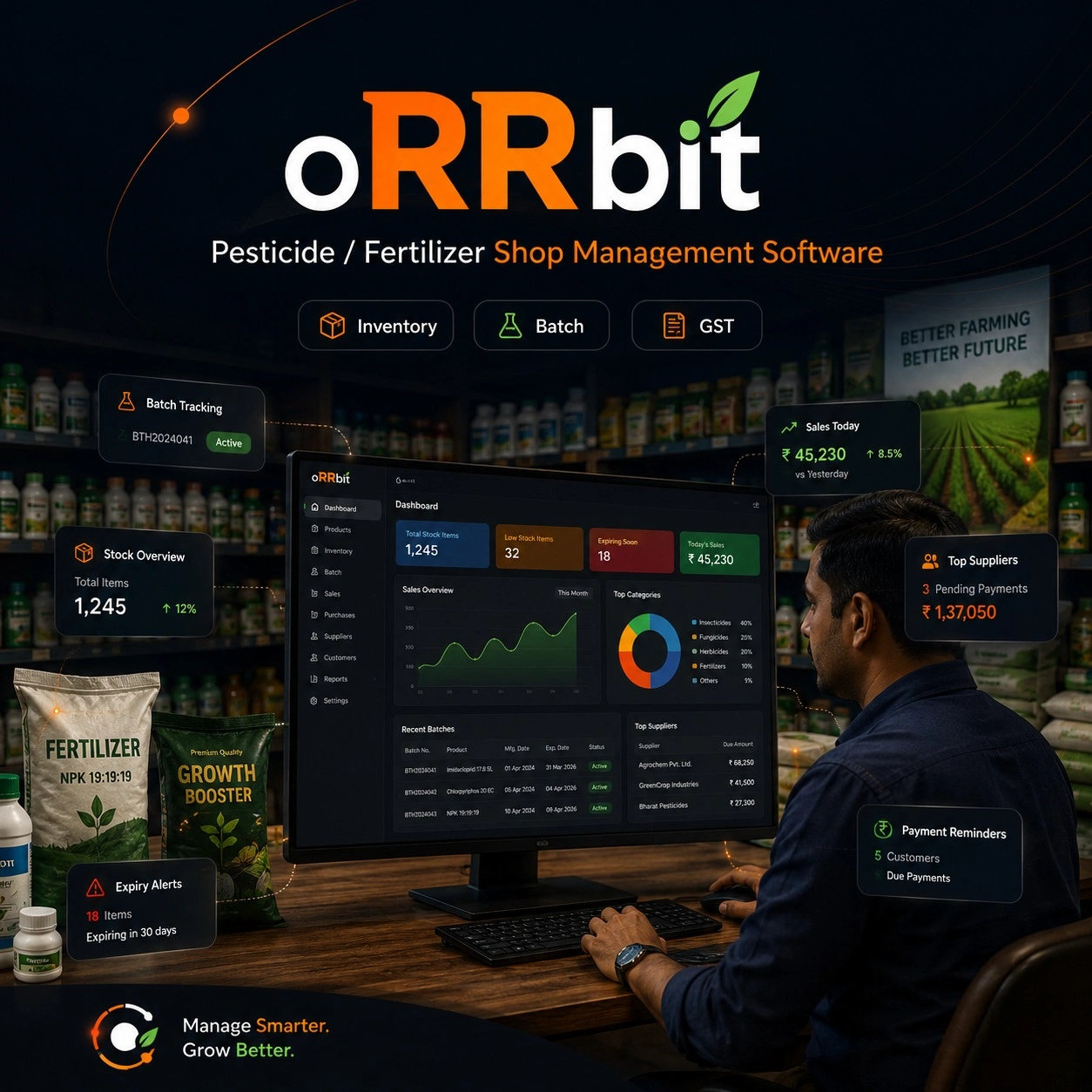 oRRbit™ Pesticide / Fertilizer Shop Management Software screenshot
