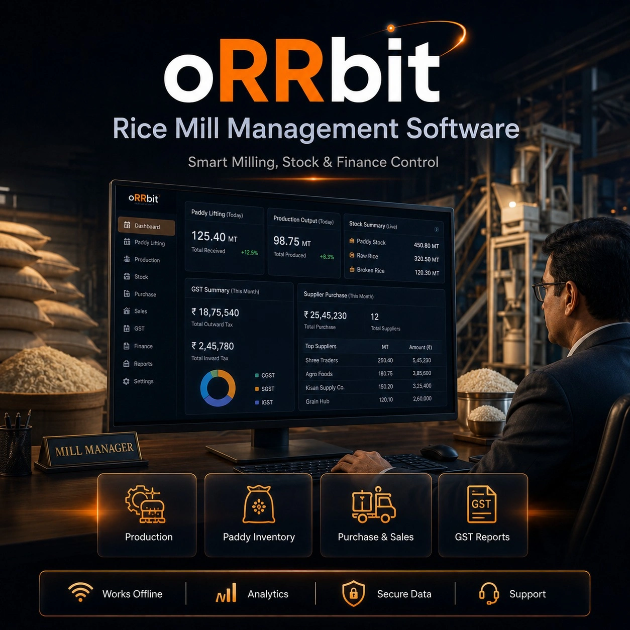 oRRbit™ Rice Mill Management Software screenshot